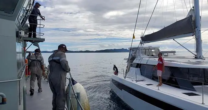 The RFNS Kikau towed a yacht to Vuda Marina on Wednesday following the vessel’s request for assistance.