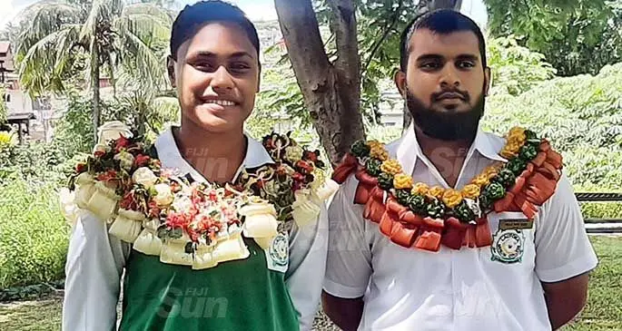  Lautoka Muslim College head girl Susana Veitawa and head boy Sheik Sahib. Photo: Salote Qalubau