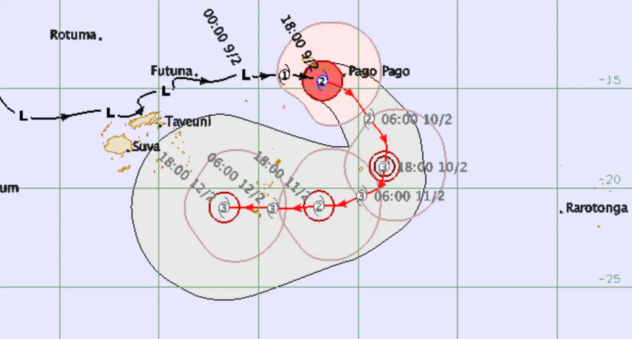TROPICAL CYCLONE GITA FORECAST TRACK MAP. Image: Fijimet 