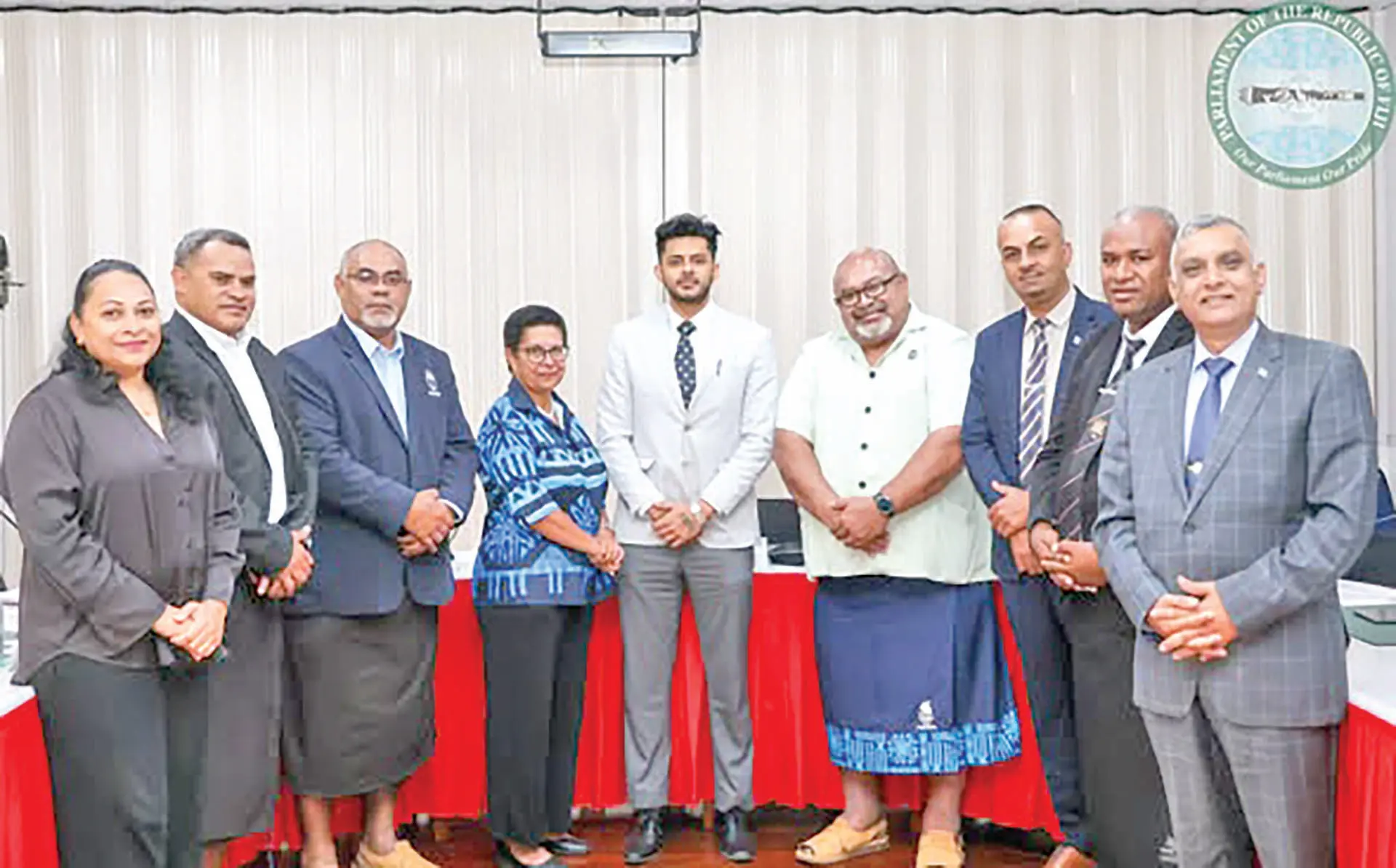 Members of the Standing Committee on Foreign Affairs and Defence with representatives from the Ministry of Youth and Sports, Fiji Rugby Union and Fiji Football Assosciation on September 21, 2026.