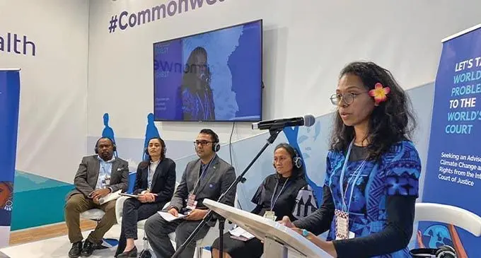 Adi Davila Talemaimaleya during a panel discussion on “The importance of oceans to the Pacific and to the collective global effort in addressing climate change.