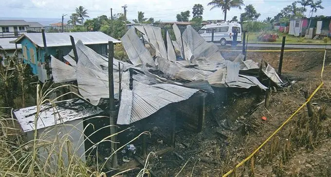 The remains of the house that caught fire at Khalsa Road on February 21, 2022. Photo: Sheenal Charan