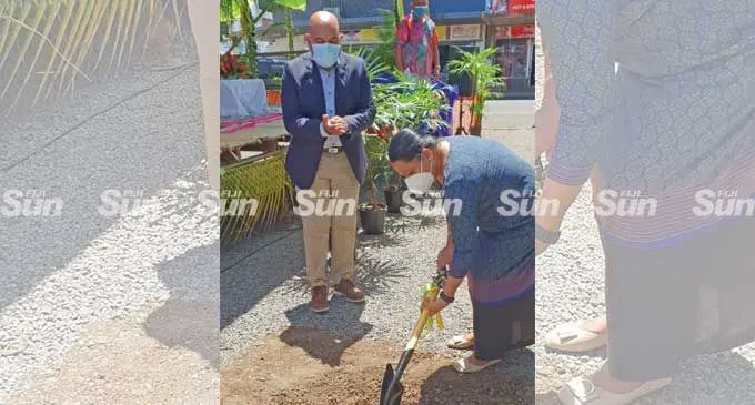 Minister for Local Government Premila Kumar with the Lautoka City Council CEO, Mohammed Anees Khan at the groundbreaking ceremony of the Namoli Green Night Food Market Project in Lautoka on February 25, 2022. Photo: Nicolette Chambers
