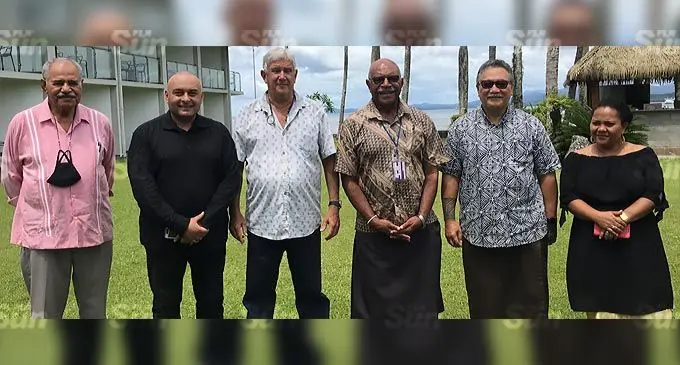 Members of the People’s Alliance Party (from left) Masi Lomaloma, Ajay Amrit, Keith Watkins, Party Leader Sitiveni Rabuka, Dan Lobendahn and Sereana Tavatuilagi during the party’s meet the press meet at the Holiday Inn in Suva on December 17, 2021. Photo: Inoke Rabonu