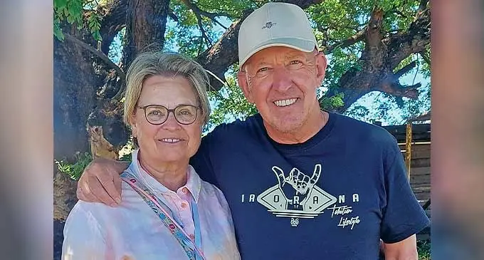 Uschi Giese with her husband Jurgen Giese outside the Lautoka Port on December 24,2023. Photo: Salote Qalubau