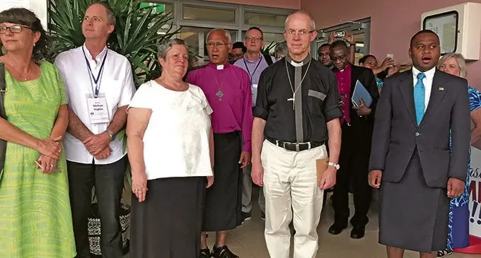 Archbishop of Canterbury, The Most Reverend Justin Welby (fifth from left),  was given a farewell at the Anglican Diocese of Polynesia in Suva on March 4, 2018. Photo: Losirene Lacanivalu