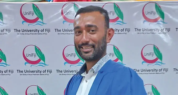 Christopher Chand graduated with a Postgraduate Diploma in International Relations from the University of Fiji on May 27, 2022. Photo:  Salote Qalubau