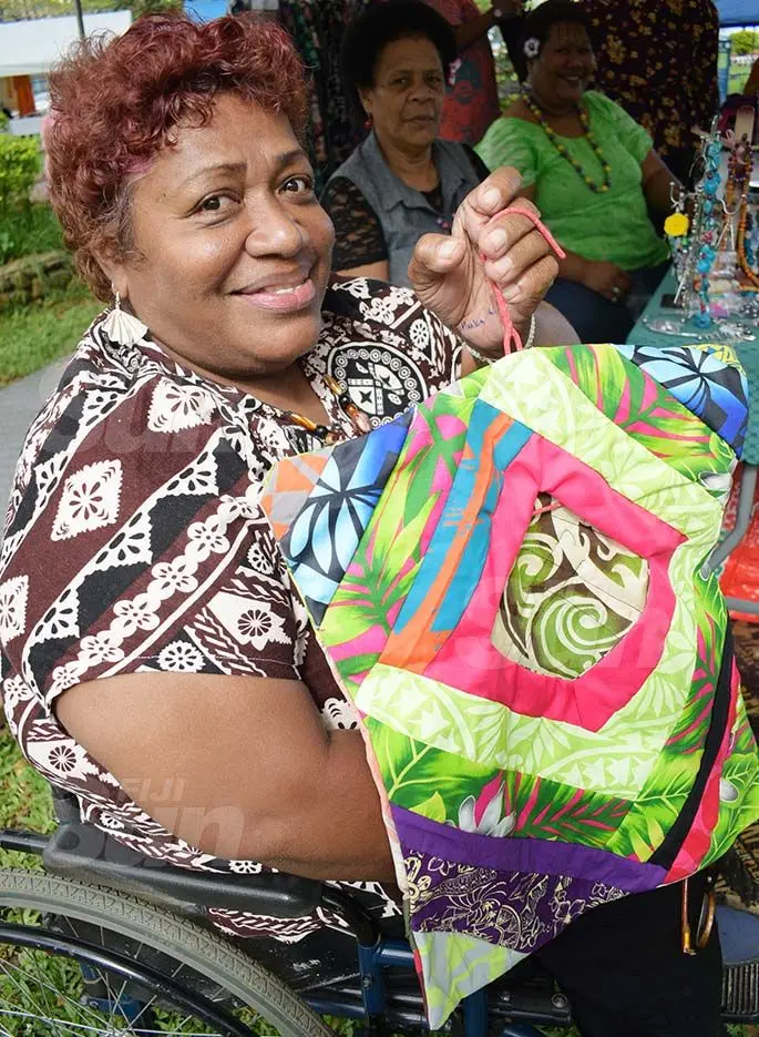 Akanisi Latu of inclusive Women Artist of Fiji with some of their products during Open Market Day at Ratu Sukuna Park on August 7, 2020. Photo: Ronald Kumar.