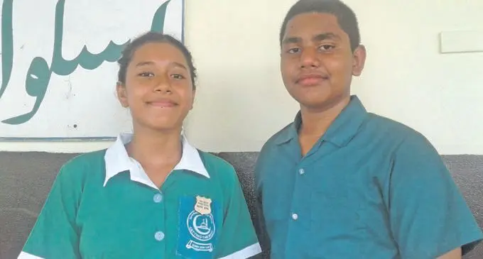 From left: Suva Muslim Primary School headgirl Tahira Chung and headboy Abdullah Whippy on February 8, 2018. Photo: Shirika Shalini