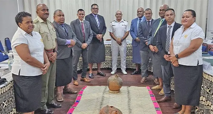 Officers from the Republic of Fiji Military Forces after presenting to the Parliament’s Public Accounts Committee