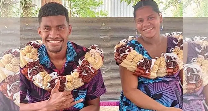 Ba midfielder Etonia Moceituba Dogalau (left) with his wife Grace Petueli.  Photo: Waisea Nasokia