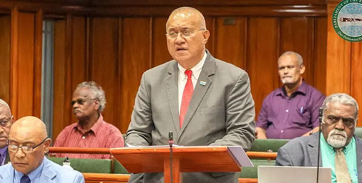 Minister for Policing Ioane Naivalarua speaking in Parliament on March 4, 2025. Photo: Parliament of Fiji