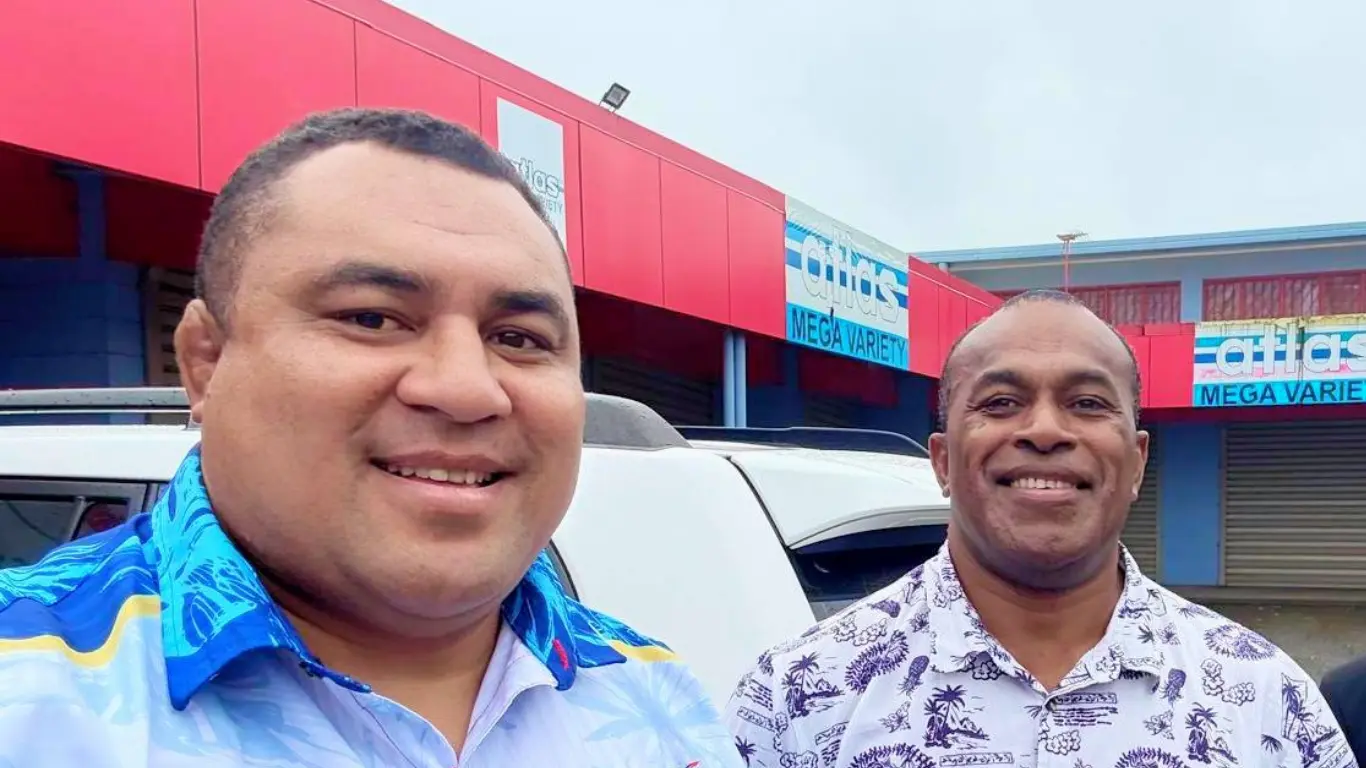 Ra Rugby Union head coach Sireli Bobo (right) and assistant coach Sisa Koyamaibole.  Photo: Sisa Pacific Clinics