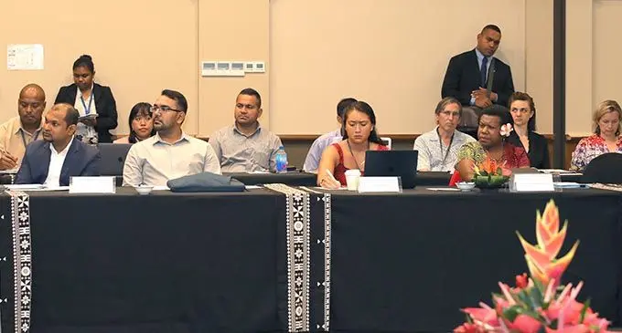 Participants at the Ocean- Climate Negotiators Symposium yesterday morning at the Grand Pacific Hotel in Suva.  