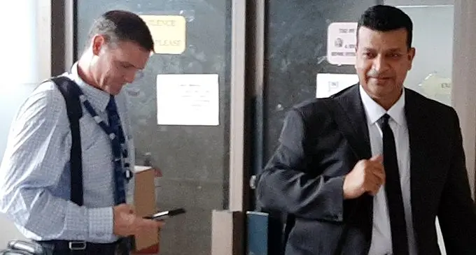 From left: ATS Human Resources manager Richard Donaldson with lawyer Devanesh Sharma at the Employment Court in Lautoka on July 1, 2020. Photo: Salote Qalubau 
