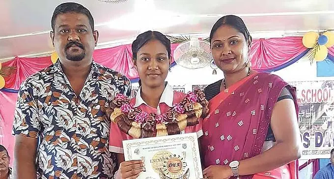 Vunika Primary School dux Samvedhika Kumar ,with her parents, Monish Kumar and Shobna Lata, in Labasa on December 5, 2023.