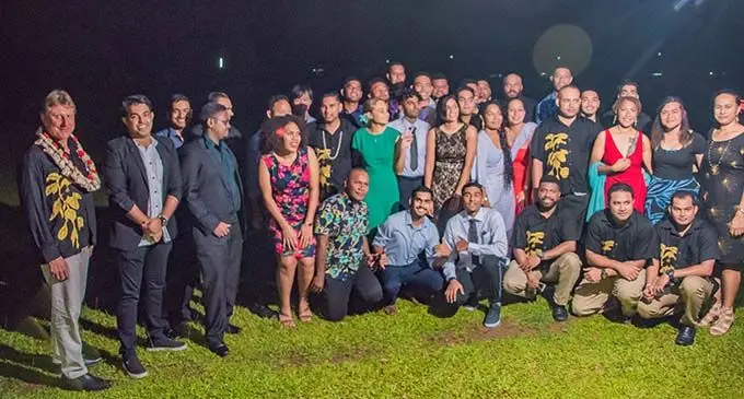 Joyce Aviation Group chief executive officer /managing director Tim Joyce (left) with the Pacific Flying School management team and students during the Pacific Flying School’s Class of 2020 & 2019 Wing’s Night at the Novotel Hotel Nadi on December 4, 2020.