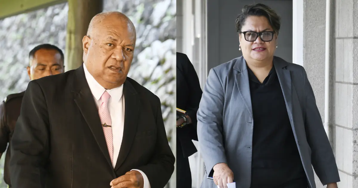 Chief Justice Salesi Temo and Acting Director of Public Prosecutions Nancy Tikoisuva.