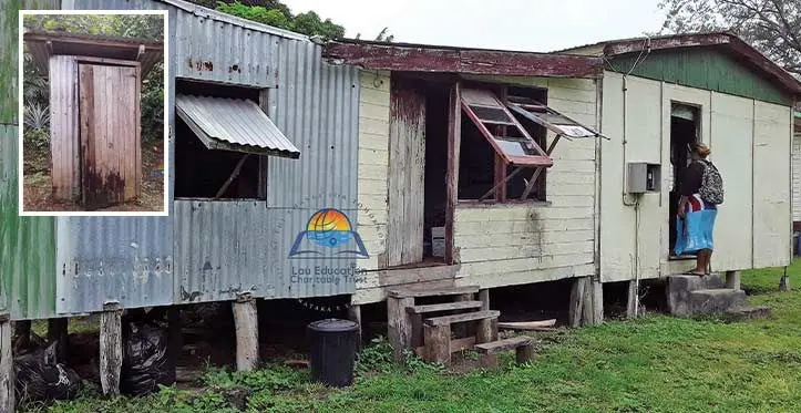 Teachers quarters on Nayau Island in the Lau group. Inset: Nayau District School and Tuvuca District School teacher quarters pit toilets.