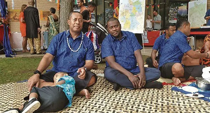 Brigadier-General Jone Kalouniwai (left), who is studying at the Australian War College during the International Day Celebrations in Australia. Photo: RFMF Media Cell