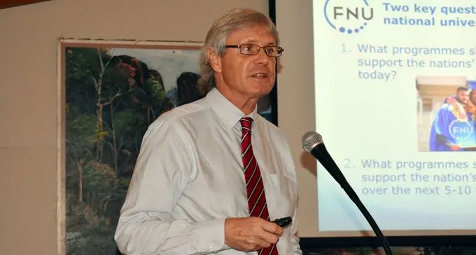 Fiji National University vice-chancellor Professor Nigel Healey makes his presentation during the Talanoa Session.