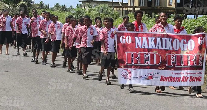 Nakaidogo Primary School players during their celebration march in Koronivia on September 7,2019.  Photo: Simione Haravanua