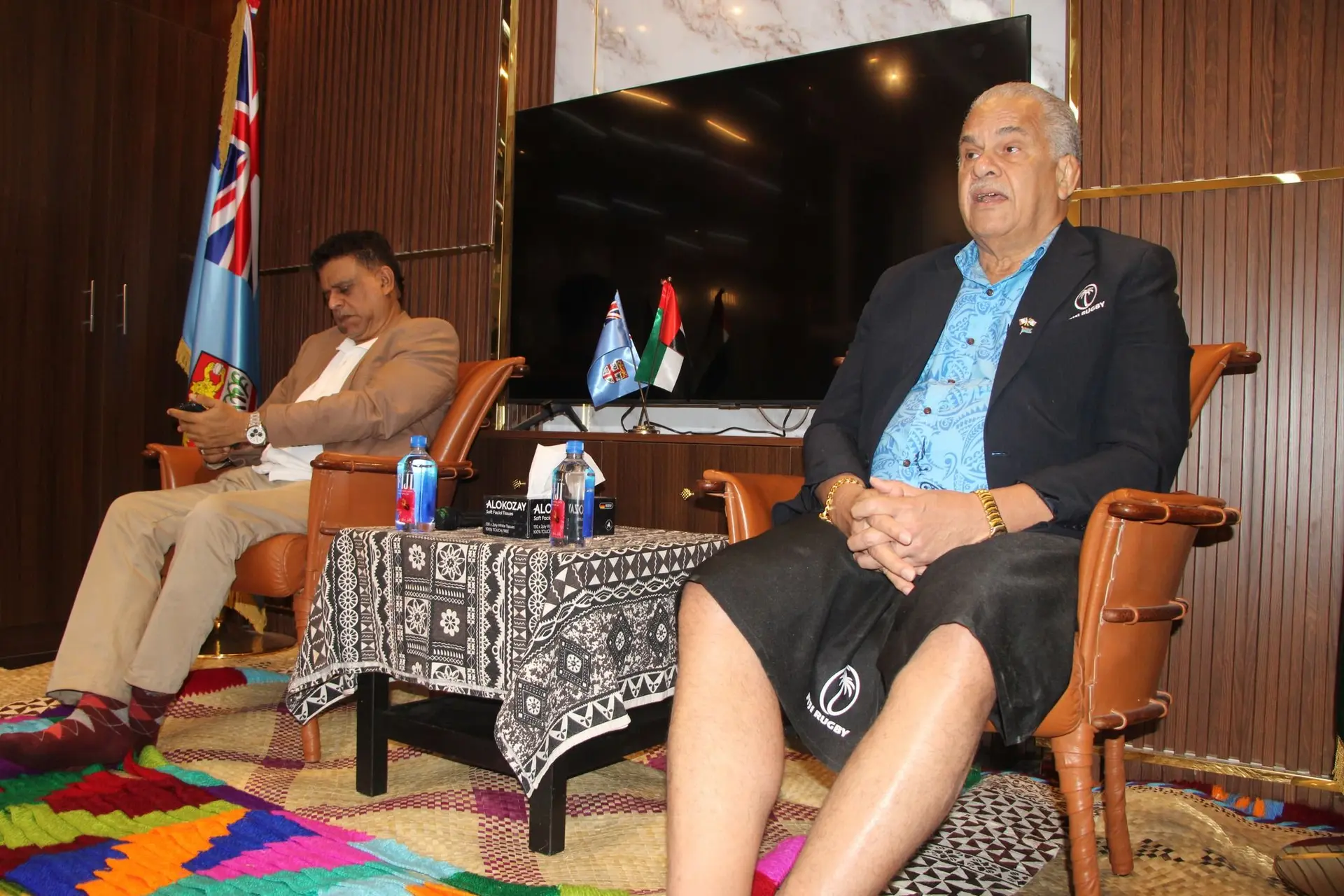  Siddiq Faizal Ryad Koya and Fiji Rugby Union chairman John Sanday