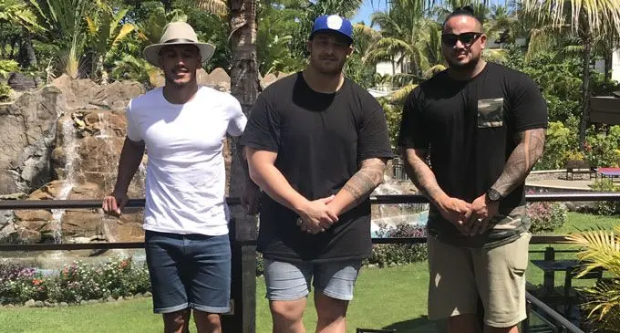 From left , Deach, Pieter T and DJ Peter Gunz at Radisson Blu Resort Fiji on Denarau Island in Nadi on February 23, 2018. Photo: Arieta Vakasukawaqa