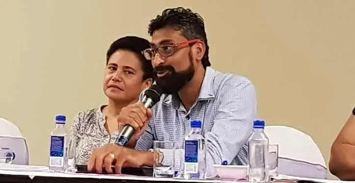 Former president for Fiji Institute of Chartered Accountants Pravinesh Singh, with Suzie Waqanibaravi in this file picture.