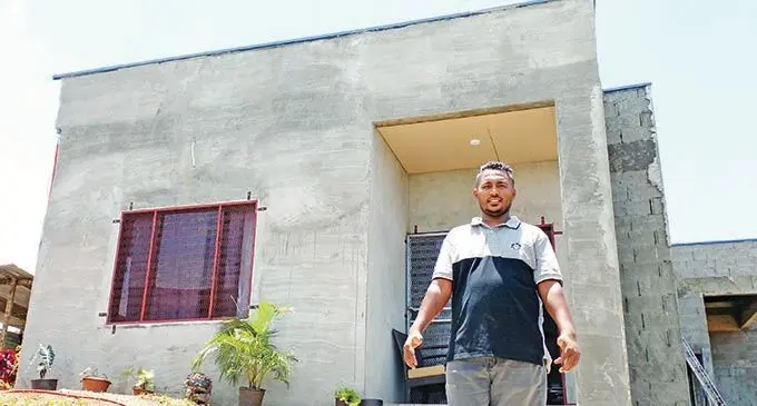 Navneel Chand in front of his home in the new field 40 subdivision in Lautoka on January 4, 2022.  Photo: Salote Qalubau