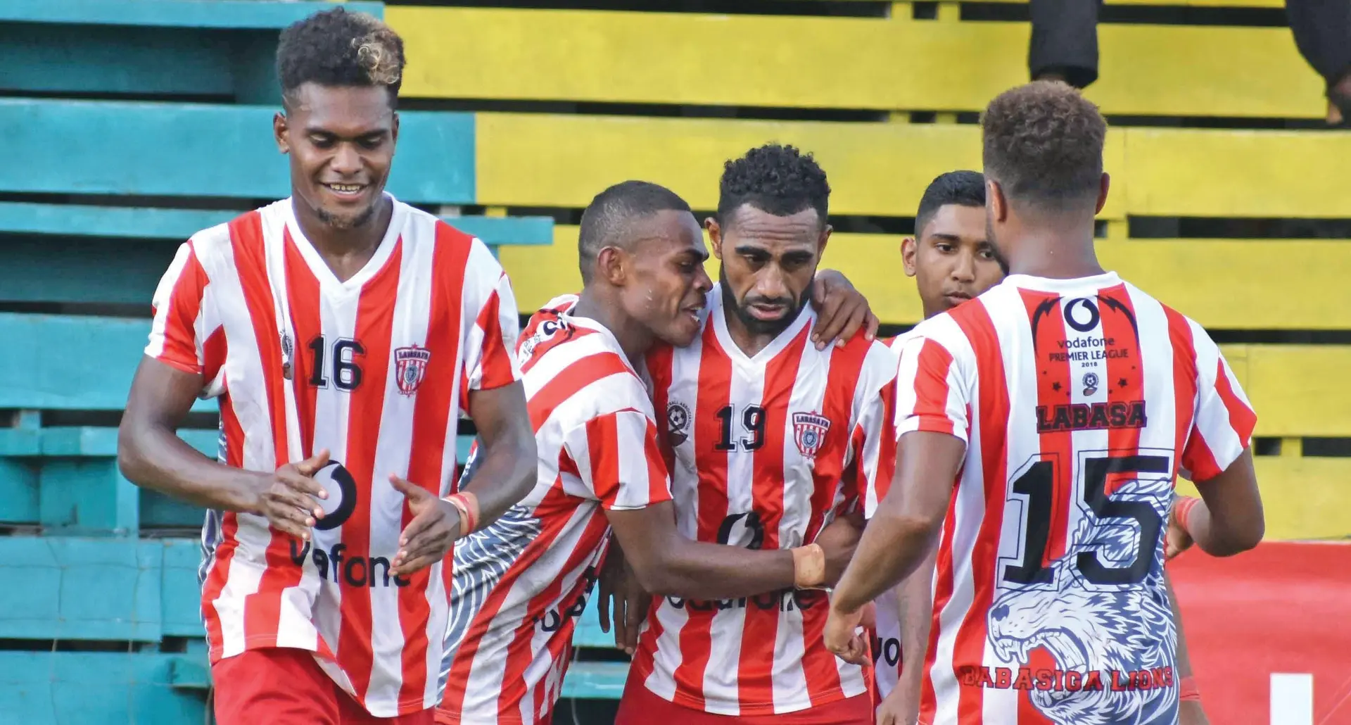 Labasa players celebrating a goal by Taniela Waqa against Dreketi in the Vodafone premier league on February 17, 2018.  Photo: Shratika Naidu 