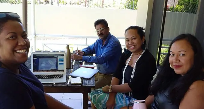 Business Link Pacific Business Services Manager Fiji Ramesh Chand conducting a business diagnosis for The Greenhouse Studio