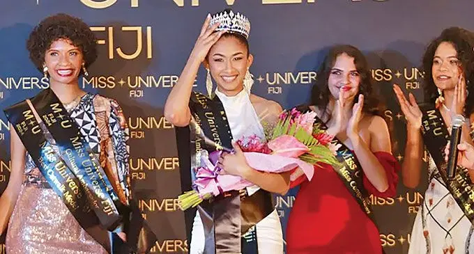 Miss Universe Fiji runner-up Susana Ranadi (left), with Miss Universe Fiji 2024 Manshika Prasad, Kathleen Mason and Nicole Matavesi, in late August, 2024, at The Pearl Resort South Pacific, Deuba.