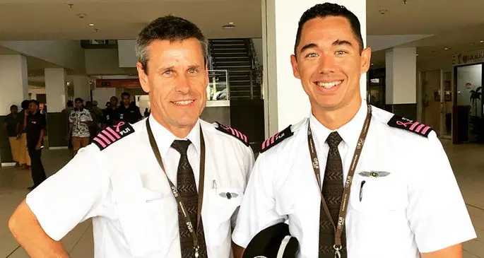 Captain Craig Fundak and First Officer John Hazelman. Photo: Fiji Cancer Society