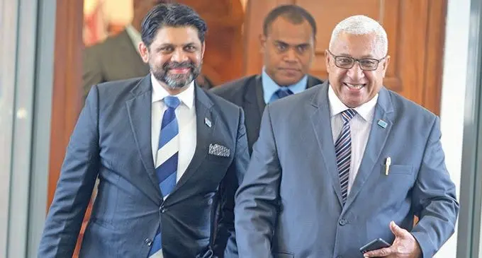 Prime Minister Voreqe Bainimarama with Attorney-General and Minister for Economy Aiyaz Sayed-Khaiyum.  Photo: Ronald Kumar