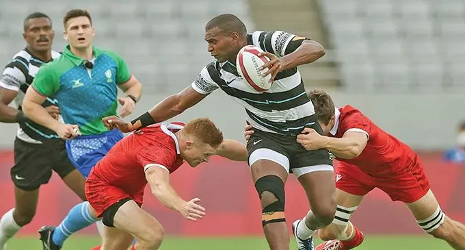 Team Fiji men’s 7s rep Josua Vakurunabili on the attack against Wales at the Tokyo Olympics in Japan. Photo: World Rugby