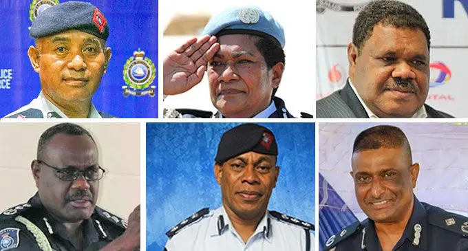 From Left Top- Acting Commissioner of Police Juki Fong Chew, Former UNMISS Police Commissioner Unaisi Vuniwaqa and Former Police Chief Internal Affairs Luke Navela. (Bottom left)- Former Acting Police Commissioner Rusiate Tudravu, Assistant Commissioner of Police Internal Affairs and Professional Standards Sakeo Ganivatu and Former Police Chief of Operations Abdul Khan.
