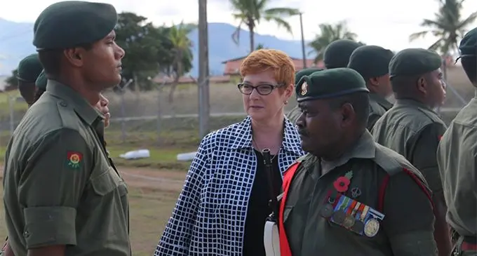Australia's current Minister for Foreign Affairs and Minister for Women Marise Payne during a visit in 2017 when she was Defence minister.