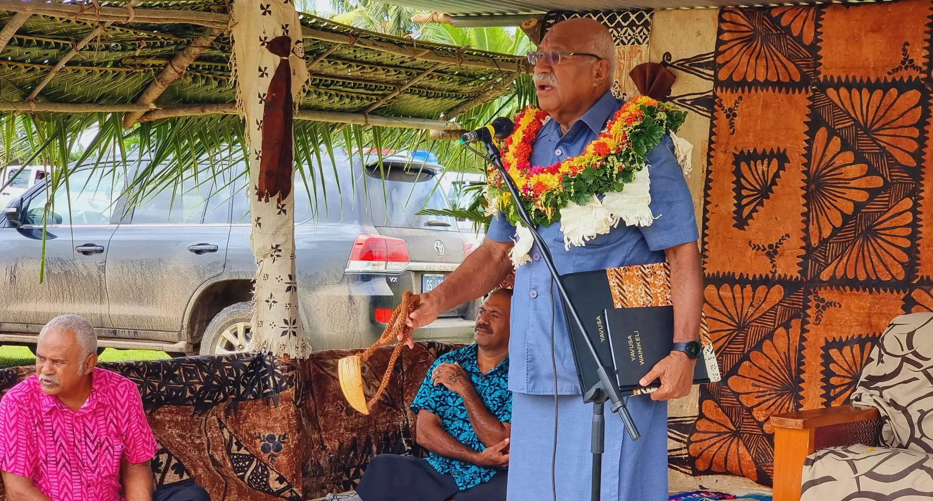 Prime Minister Sitiveni Rabuka during a talanoa session at Naselesele Village on Taveuni Island on May 12, 2023. Photo: Sampras Anand.