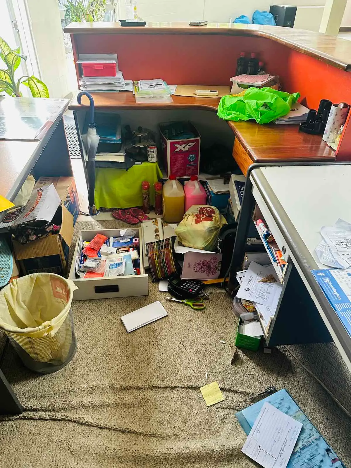 Thieves ransacked the church office.