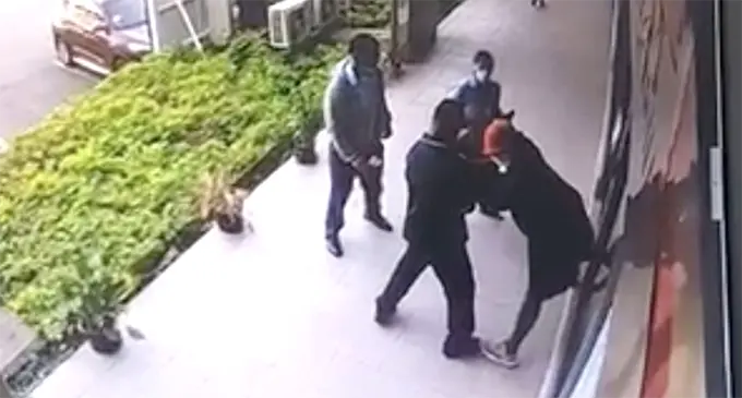 A still footage of the alleged daylight robbery at the Rups Plaza in Nakasi.