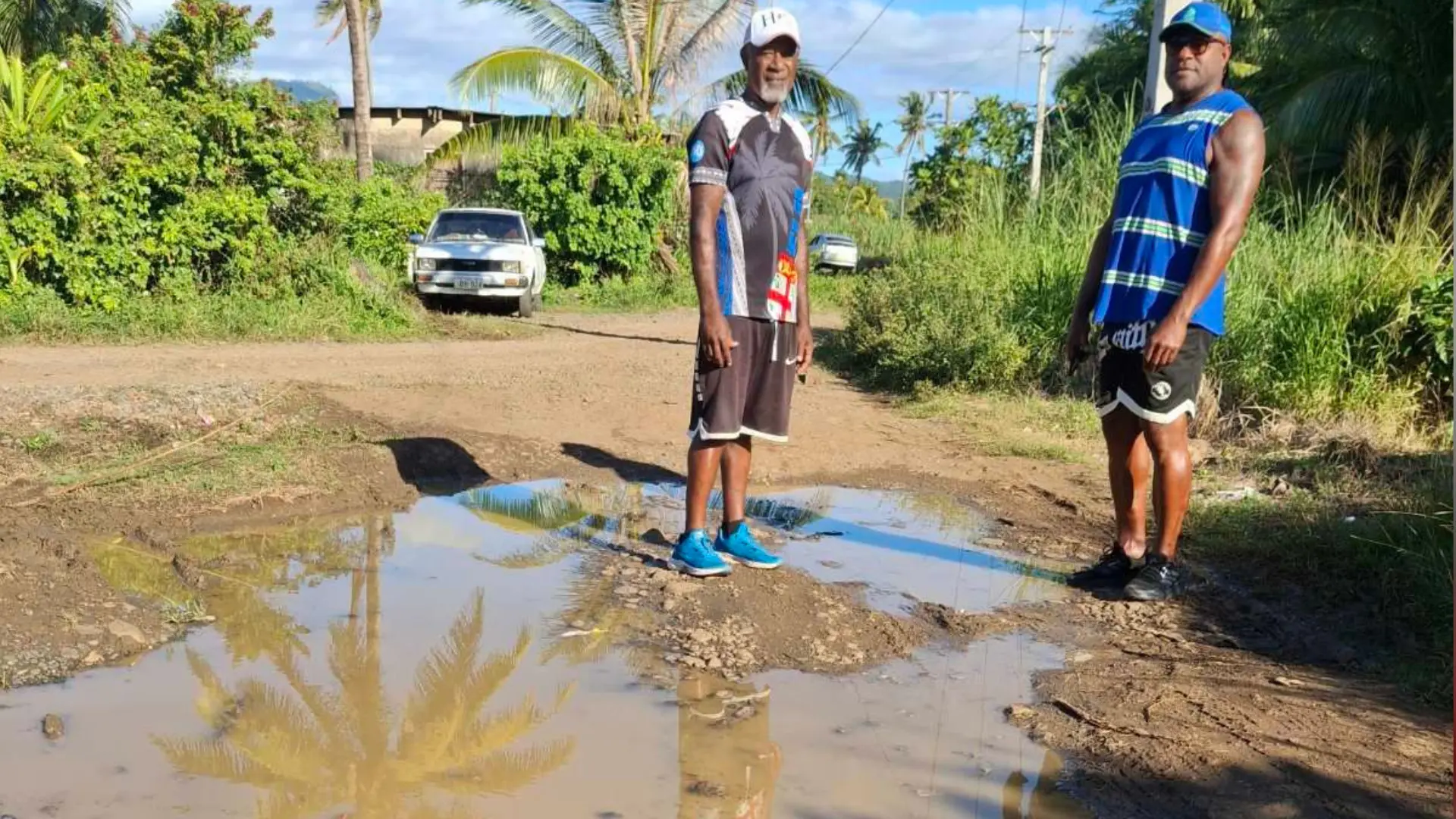 Aquila Were(left) and Sikeli Rasalili at Lovu Settlement in Lautoka
