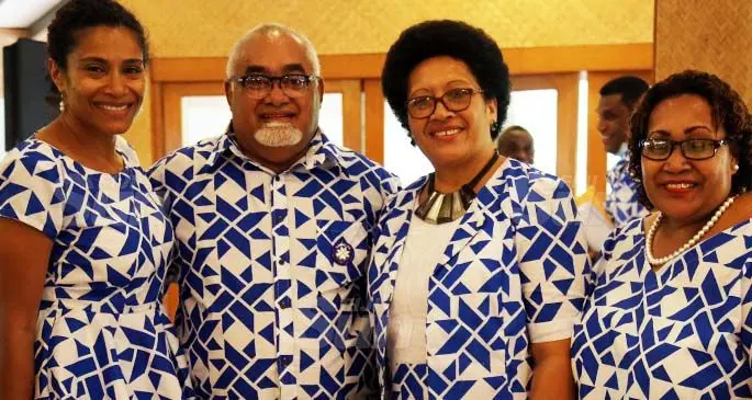 From left: Opposition whip Lynda Tabuya and the newly-elected SODELPA party president Ratu Epenisa Cakobau with party supporters at the Special General Meeting at the Novotel Convention Centre on July 25, 2020. Photo: Inoke Rabonu