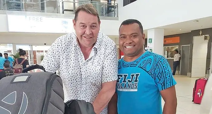 All Blacks head coach Steve Hansen at Nadi International Airport 