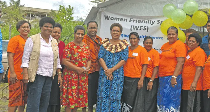Minister for Women, Children and Poverty Alleviation Mereseini Vuniwaqa with representatives from UNFPA after the launching of women frindly space in Seaqaqa on January 22,2021. Photo: Laisa Lui