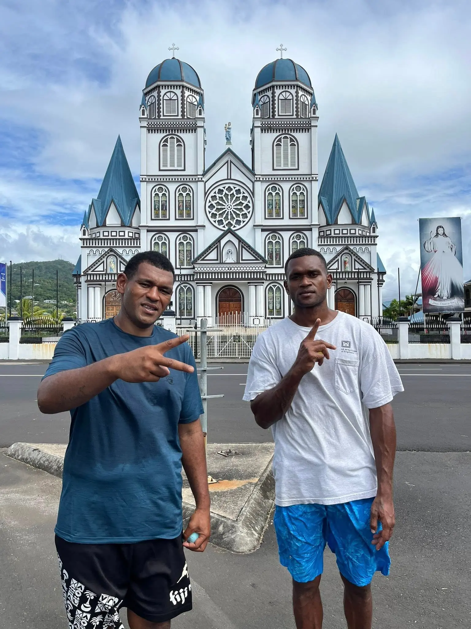 Sainivalati Ratu (left) and Eliseo Cakaunivalu in Samoa. Photo: Courtsey of Osea Nanovu