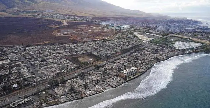 Wildfire wreckage in Lahaina, Hawaii. Source: AP Photo/Rick Bowmer