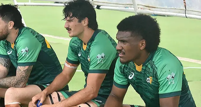 Solo Vosaicake on the Australian rugby 7s bench during the Fun Flavour Fiji Rugby Mini International 7s tournament at Churchill Park, Lautoka, on March 18, 2022. Photo: Waisea Nasokia