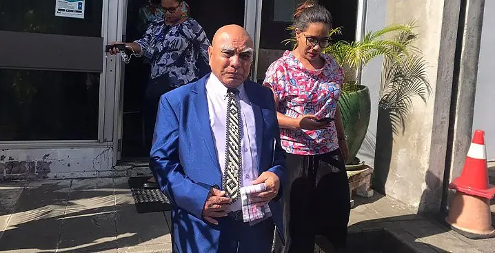 High Commissioner of Kiribati to Fiji, (front) Tebuai Uaai, exiting the Prime Ministers Office on January 17, 2023. Photo: Jone Salusalu.