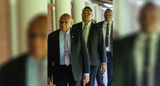 Prime Minister Sitiveni Rabuka before the Commission of Inquiry at the Court of Appeal at Veiuto, Suva, on January 6, 2025. Photo: Leon Lord
